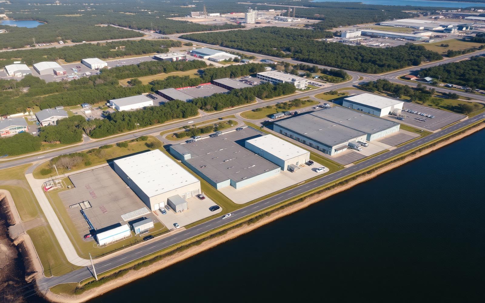 Aerial view of industrial land in Onslow County, North Carolina